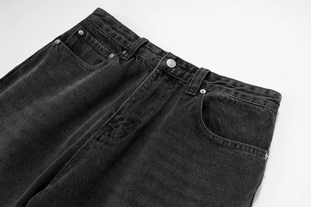 distressed micro rugged mud dyed boot cut jeans unisex straight y2k pantalones hombre casual washed denim pants oversized unique jeans style 1681