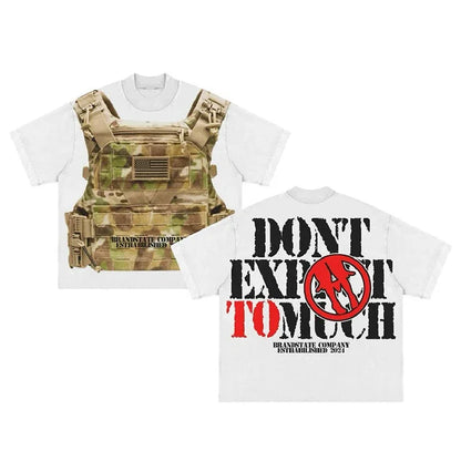 Harajuku Streetwear Y2K New T shirt Men Hip Hop Bulletproof Vest Graphic Print Oversized Cotton Short Sleeved Casual Tops Tees Street King Limited