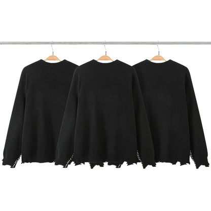 New 2023 Men Luxury Sin Youth Black Gentleman Classic Hole Cotton Knit Casual Sweaters Pullover US Size S M L High Drake #630 Street King Limited