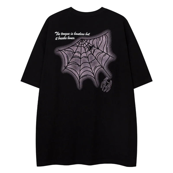 Men T Shirts Spider Butterfly Printed T-shirt Gothic Punk Loose Casual Tees Harajuk Vintage Oversized Summer Short Sleeve Tops Street King Limited