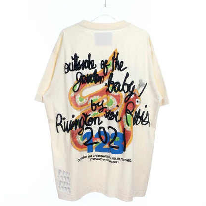 Vintage Summer RRR123 Foam Letter Print Loose Casual T-Shirt Tops Street King Limited