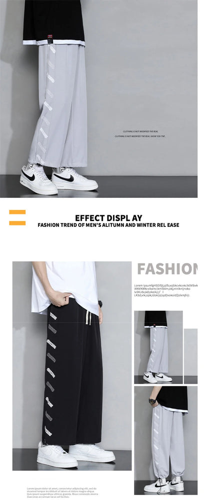 summer side letter printed straight pants mens drawstring sports joggers sweatpants y2k streetwear baggy casual trousers unique joggers style 881