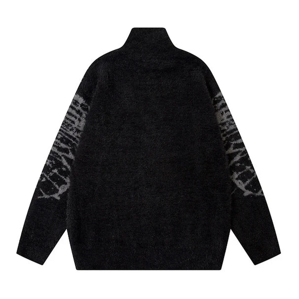 Fashion Zipper Cardigan Sweater Unisex Butterfly Pattern Streetwear Hip Hop Stand Collar Knitted Sweater Hairy Coats Men Jumpers Street King Limited