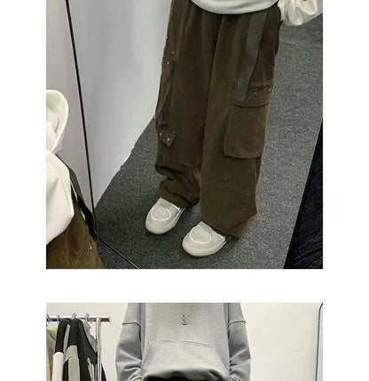 american hip hop large pocket workwear pants for men and women in autumn trend loose fitting straight leg casual wide leg pants unique default style 4770