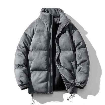 Streetwear Men's Winter Harajuku Fashion Jacket Parkas Bubble Jacket Oversize Warm Solid Coat Faux Suede Puffer Jacket Street King Limited