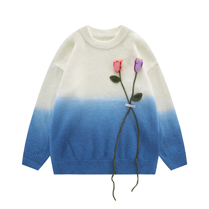 "Two Flowers" Unisex Men Women Streetwear Graphic Sweater Daulet Apparel