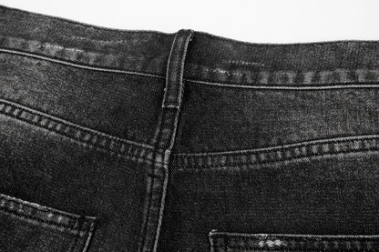 Hip Hop Washed Knee Hole Baggy Wide Leg Casual Jeans for Men Y2K Ripped Loose Distressed Denim Trousers Oversized Cargo Pants Street King Limited