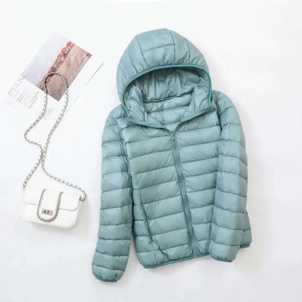 plus size thin light down jacket women 2023 autumn winter slim short hooded warm white duck down coat women outerwear streetwear unique shorts style 4234