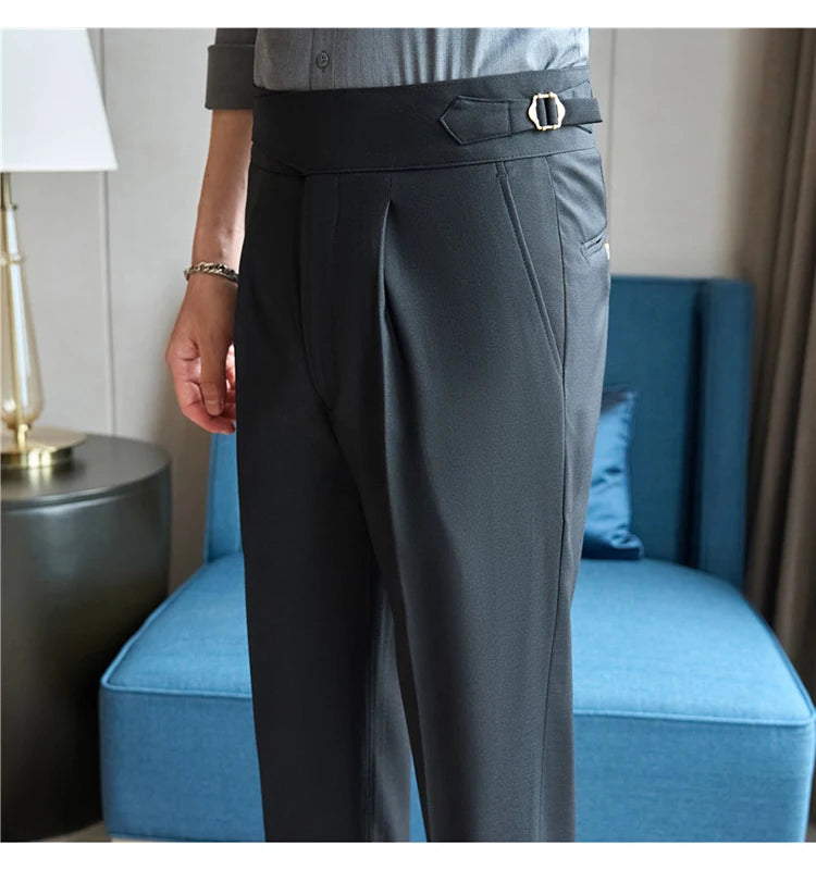 men naples waist business casual fashion vintage ankle length suit pant gentleman party dress pants trousers unique default style 1505