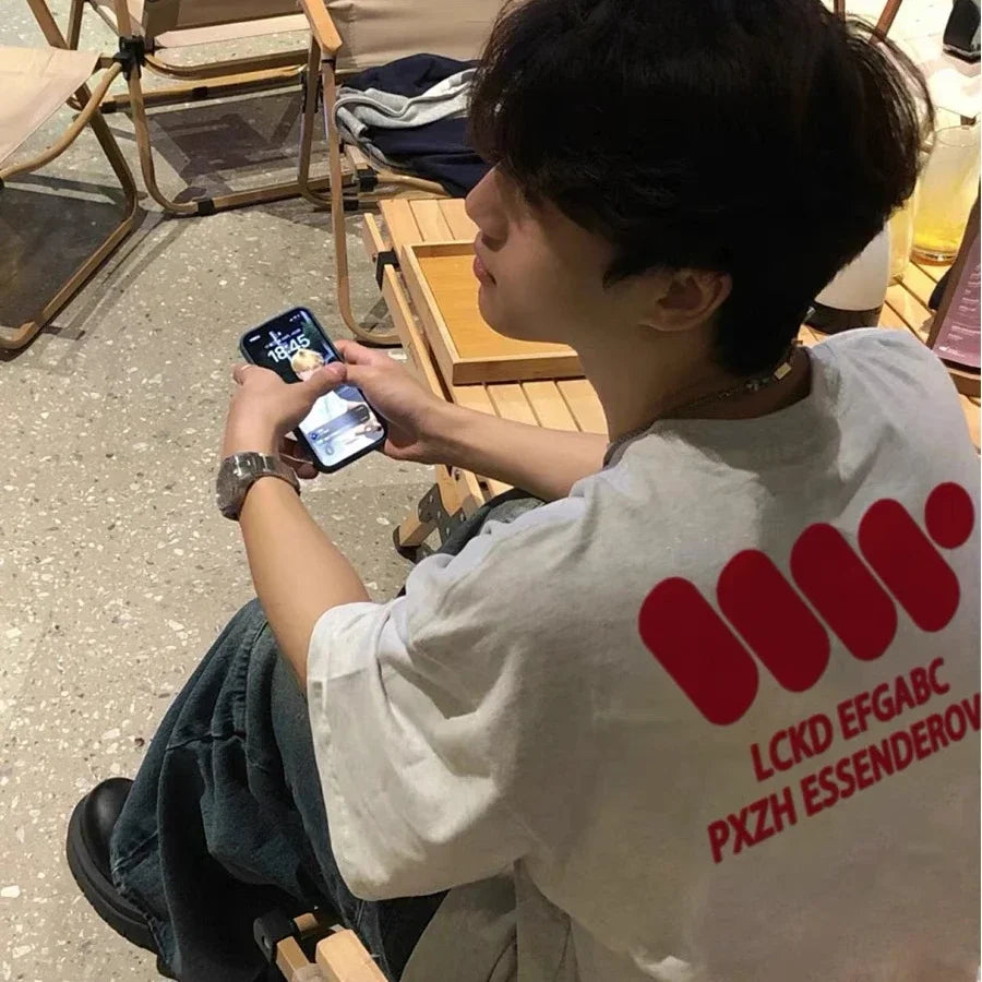 Korean style trendy brand street printed T shirt ins summer y2k simple personality hip-hop white gray sports half sleeved top Street King Limited