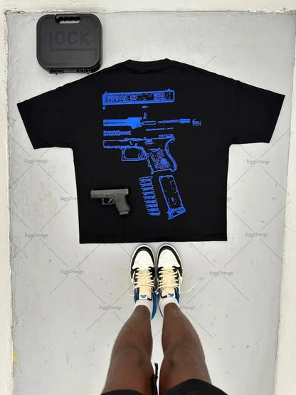 y2k Street Hip Hop Goth Letter Pattern Oversized T-Shirt Men's Retro Casual Versatile Short Sleeve Loose Round Neck Top Women Street King Limited