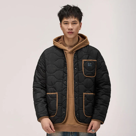 autumn winter quilted jacket men thick plaid blazer jacket commuter man business streetwear fashion suit coat outerwear clean everyday pants