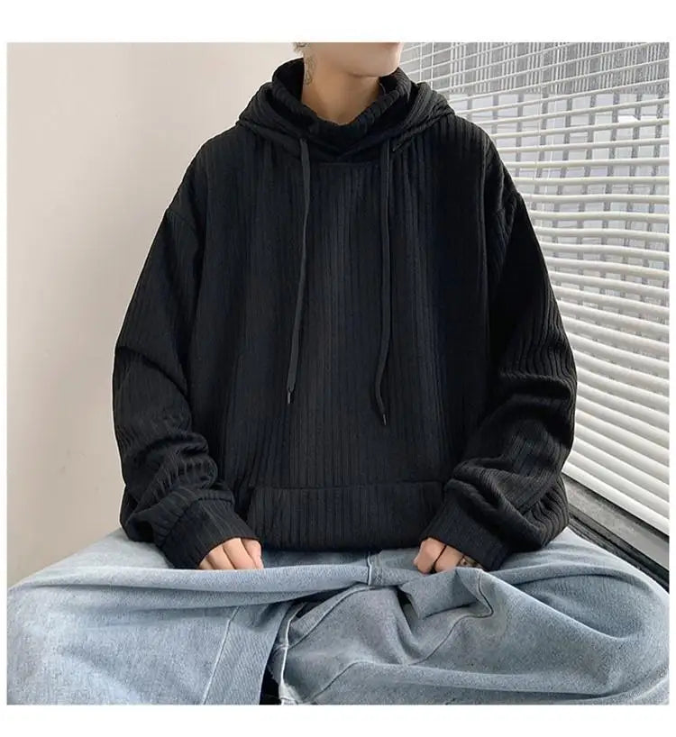 Retro knitted sweatshirt men's Japanese fashion brand ins spring and autumn hooded jacket Hong Kong style outer wear y2k top emo Street King Limited