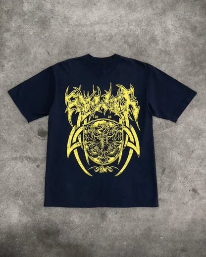 Y2K Streetwear Fashion Shenlong Letters Oversized T-Shirt Men's Retro Casual Loose Harajuku Gothic Short Sleeve Bottoming Shirt Street King Limited