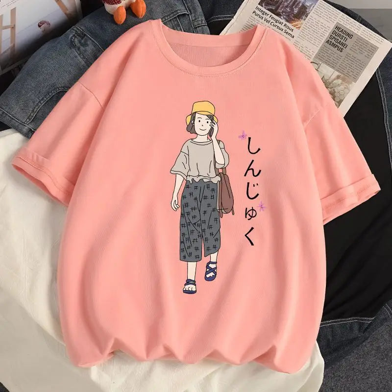 Pure cotton short-sleeved large size versatile T-shirt women's loose new student top trendy women clothing y2k tops emo clothes Street King Limited