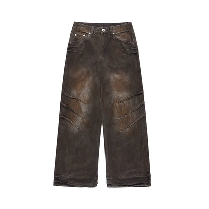 vintage baggy jeans men tie dyed distressed loose straight denim pants luxury designer jeans male streetwear hip hop trousers unique jeans style 278