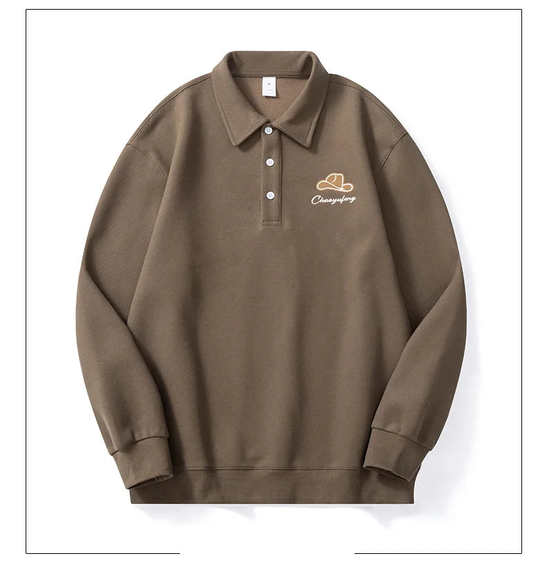 Men Embroidery Fashion Loose Casual Pullover Sweatshirt Spring Autumn Plus Size Hoodies Polo Shirt for Man Clothing Street King Limited