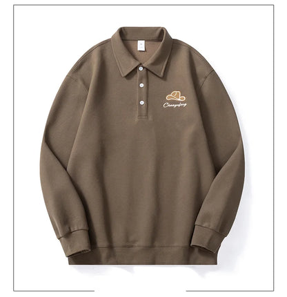 Men Embroidery Fashion Loose Casual Pullover Sweatshirt Spring Autumn Plus Size Hoodies Polo Shirt for Man Clothing Street King Limited