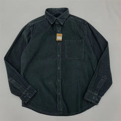 Streetwear Autumn American Casual Corduroy Long Sleeve Shirt For Men Retro Loose Autumn American Casual Corduroy Long Sleeve Shirt For Men Retro Loose Lapel Cargo Shirts 2025 New Korean Fashion Y2K Camisas Fashion Sweater Jacket With Graphic Design For Men
