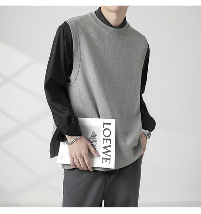 Slim Fit Sweater Vest Men Warm Fashion Casual Knitted Pullover Men Korean Loose Sleeveless Sweater Mens Jumper Clothes M-3XL Street King Limited