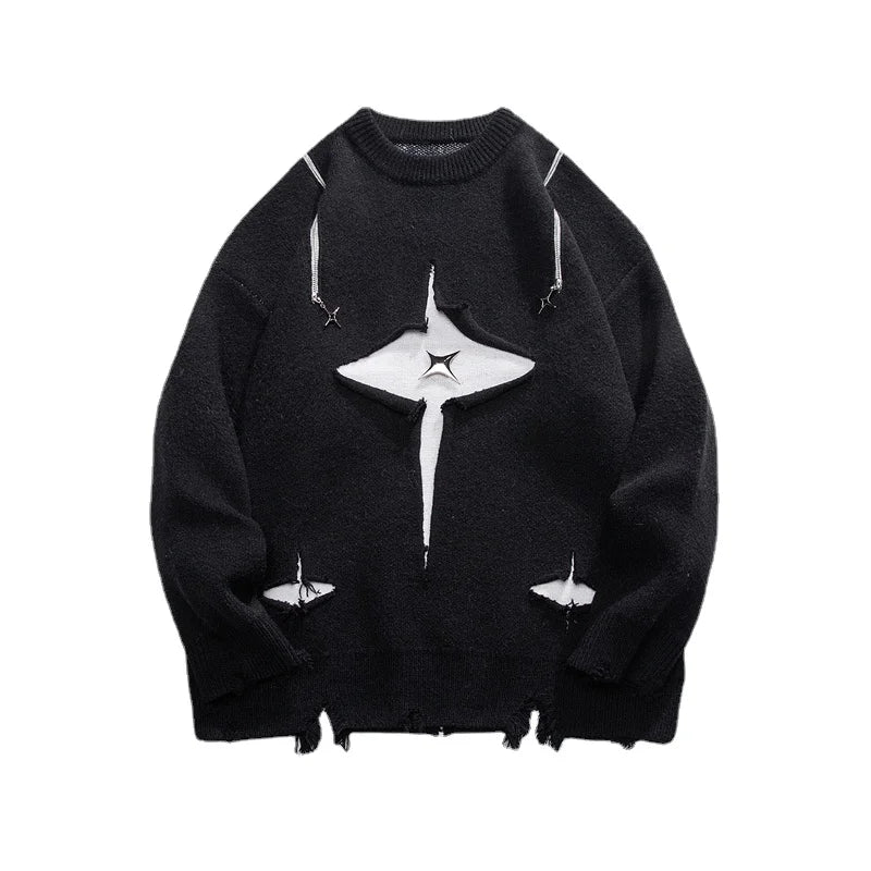 Gothic Men's Sweater Hip Hop Streetwear Long Sleeved Round Neck Tops Oversized Autumn New Knitwear Sweaters Jumpers Street King Limited