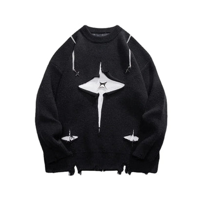 Gothic Men's Sweater Hip Hop Streetwear Long Sleeved Round Neck Tops Oversized Autumn New Knitwear Sweaters Jumpers Street King Limited
