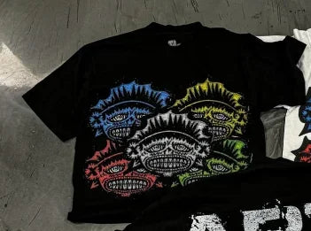 American Gothic trendy cartoon pattern oversized short-sleeved T-shirt men's Y2K streetwear Harajuku casual loose couple tops Street King Limited