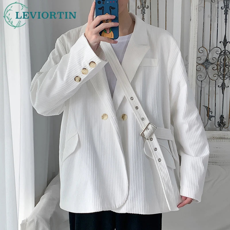 Streetwear Men's Fashion Cotton Suit Blazer Breathable And Comfortable 2023 Autumn Street Handsome Casual Oversize Suit Jacket Street King Limited