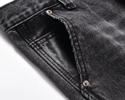 patchwork graffiti black straight denim pants mens vintage patches stitching ink splashed jeans y2k logging cargo pants for male unique cargo style 453