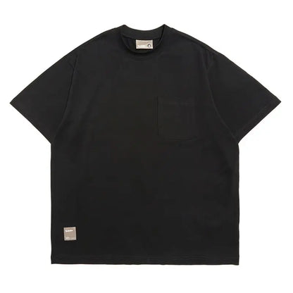 Korean trendy printed graphic T shirt street basic men y2k solid color simple personality pocket retro oversized T shirt Street King Limited