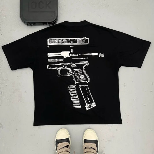 y2k Street Hip Hop Goth Letter Pattern Oversized T-Shirt Men's Retro Casual Versatile Short Sleeve Loose Round Neck Top Women Street King Limited