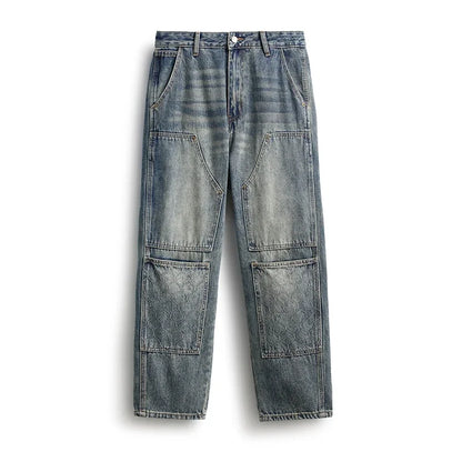 men streetwear fashion loose casual plus size denim harem jeans pant cityboy retro splice pocket cargo jeans trousers 40 38 unique cargo style 3070