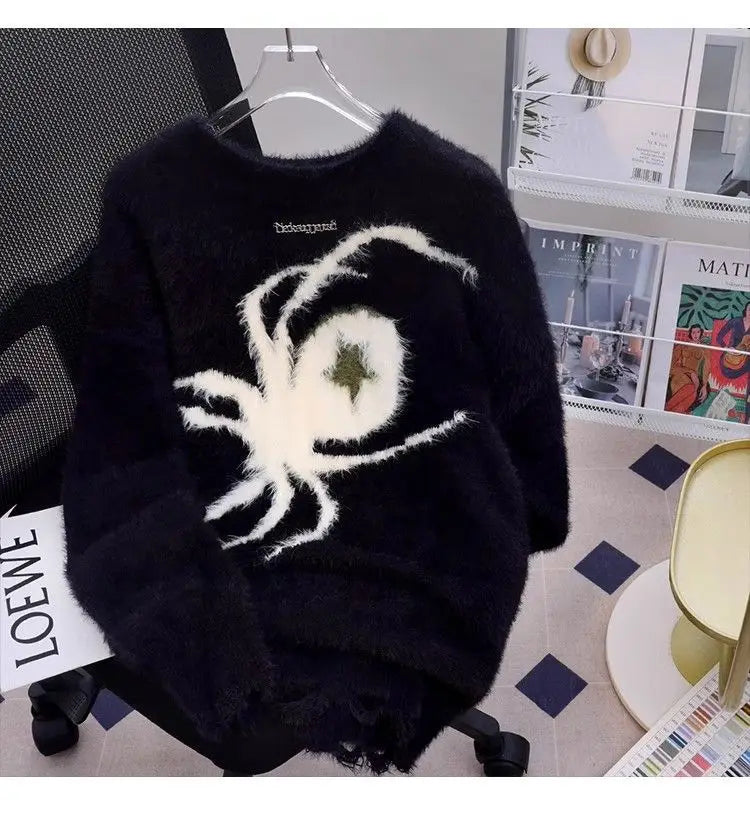 American Spider Sweater Women's Loose and Lazy Style Couples Knitted y2k Oversized harajuku wintage Sweater pullover men clothes Street King Limited