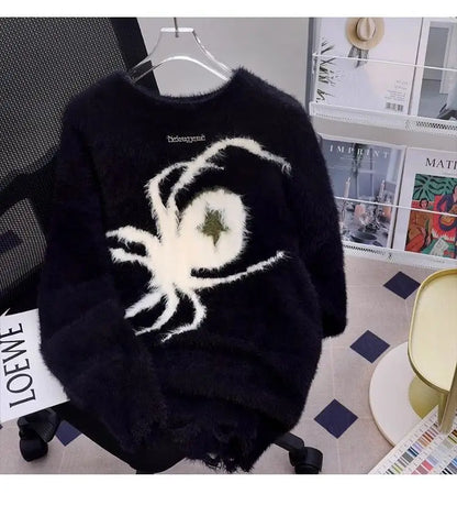 American Spider Sweater Women's Loose and Lazy Style Couples Knitted y2k Oversized harajuku wintage Sweater pullover men clothes Street King Limited