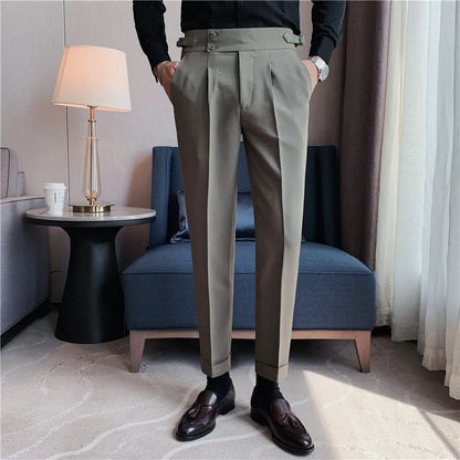 2024 High Quality Business Casual Draped High-waist Trousers Men Solid Color Formal Pants Male Formal Office Social Suit Pants Street King Limited