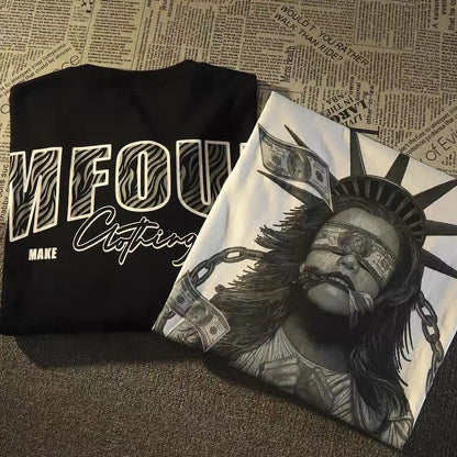 European and American high street portrait printed hooded sweatshirt loose fitting American street fashion and trendy outfit Street King Limited