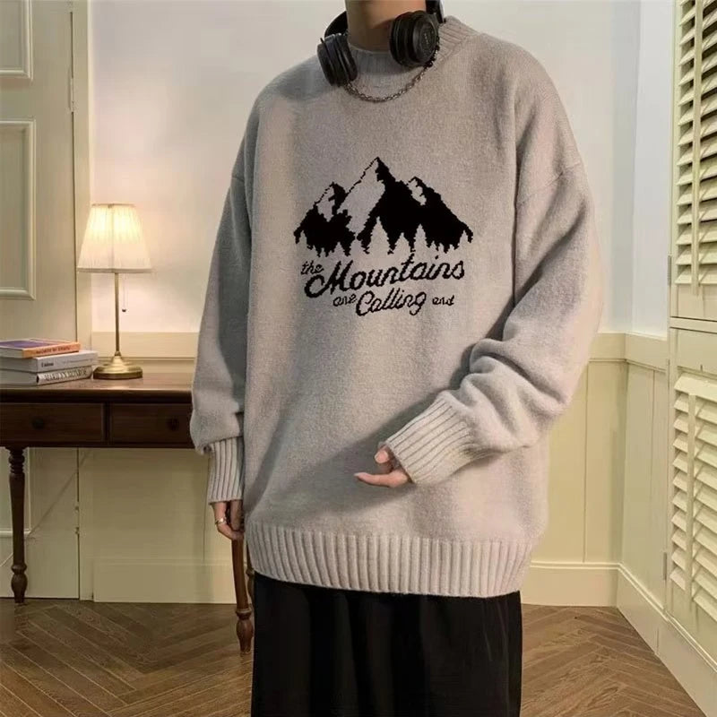 New High Street Graphic Print Knitted Sweater For Men Hip Hop Letter Pullovers Femme 2025 Autumn Casual Y2K Vintage Knitwears Street King Limited