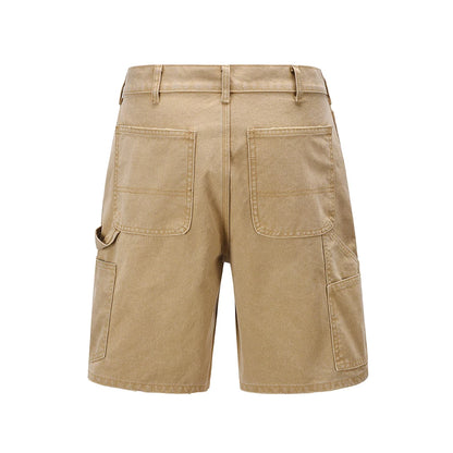 y2k sashes pockets solid color cleanfit cargo shorts mens summer wide leg streetwear baggy knee length pants oversized utility cargo pants