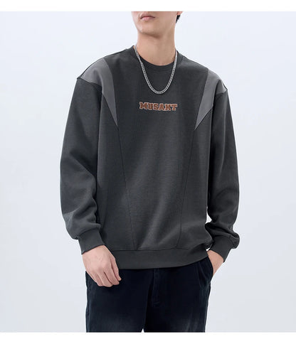 Men Handsome Splice Embroidery Fashion Loose Casual Pullover Sweatshirt Spring Autumn Plus Size Hoodies for Man Clothing Street King Limited