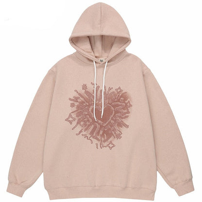 "Crossed Hearts" Unisex Men Women Streetwear Graphic Hoodie Daulet Apparel