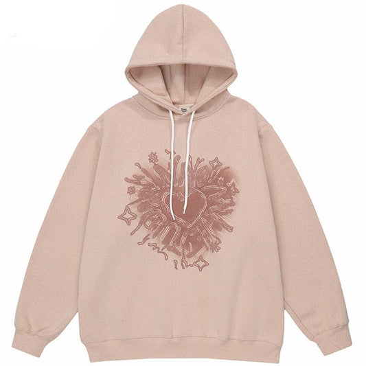 "Crossed Hearts" Unisex Men Women Streetwear Graphic Hoodie Daulet Apparel