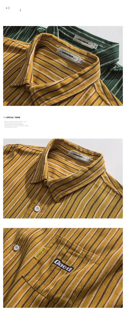 Streetwear Summer Mens Vintage Striped Shirts Letter Print Short Sleeve Casual T 2024 Summer Mens Vintage Striped Shirts Letter Print Short Sleeve Casual T Shirt Clothing Y2K Streetwear Loose Social Camisas Fashion Sweater Jacket With Graphic Design For Men