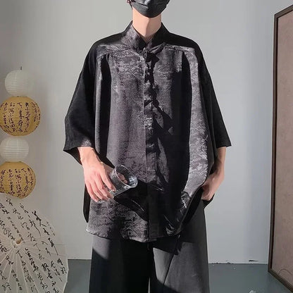 Streetwear New Chinese Style Hawaiian Flower Shirts For Men Short Sleeve T Shirts New Chinese Style Hawaiian Flower Shirts For Men Short Sleeve T Shirts 2024 Summer 3D Graphic Shirt Y2K Streetwear Mens Blouse Fashion Sweater Jacket With Graphic Design For Men