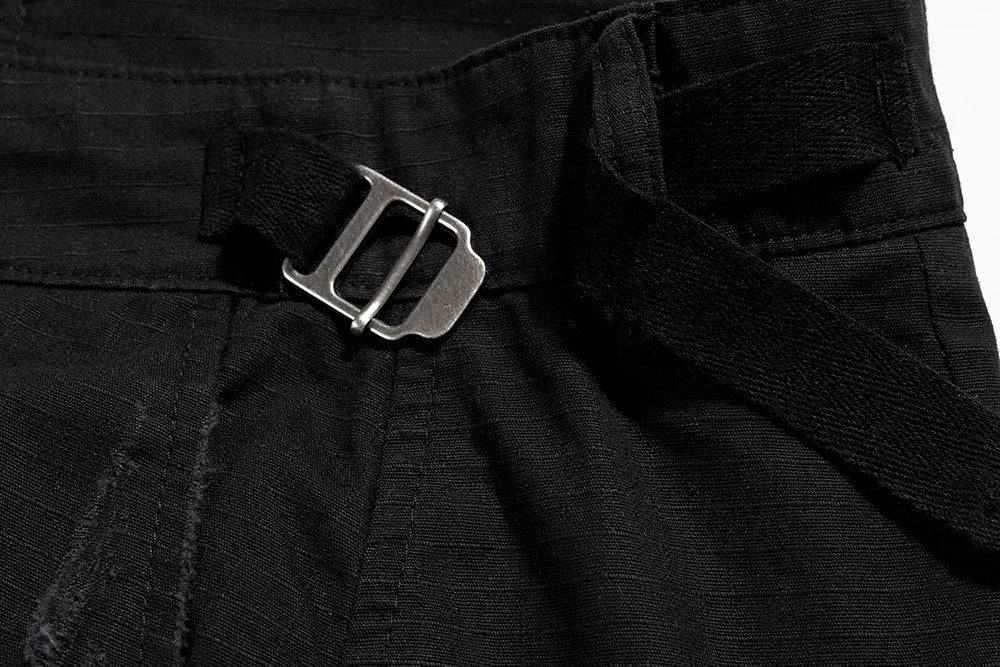 Frayed Black Straight Baggy Cargo Pants for Men Streetwear Y2k Pantalones Hombre Solid Overalls Oversized Casual Trousers Street King Limited