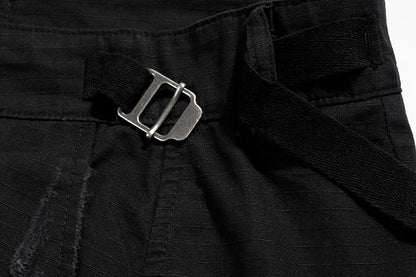 Frayed Black Straight Baggy Cargo Pants for Men Streetwear Y2k Pantalones Hombre Solid Overalls Oversized Casual Trousers Street King Limited