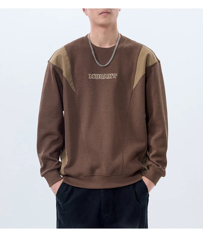 Men Handsome Splice Embroidery Fashion Loose Casual Pullover Sweatshirt Spring Autumn Plus Size Hoodies for Man Clothing Street King Limited