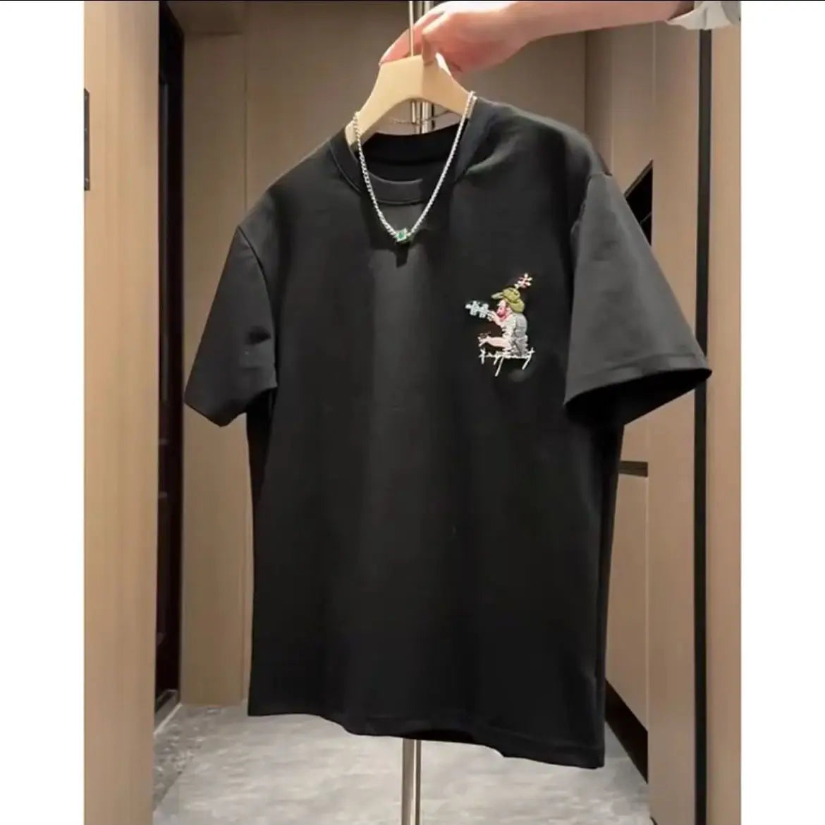 American hip-hop personality starry sky print round neck short sleeved men and women summer trend loose casual T-shirt top y2k Street King Limited