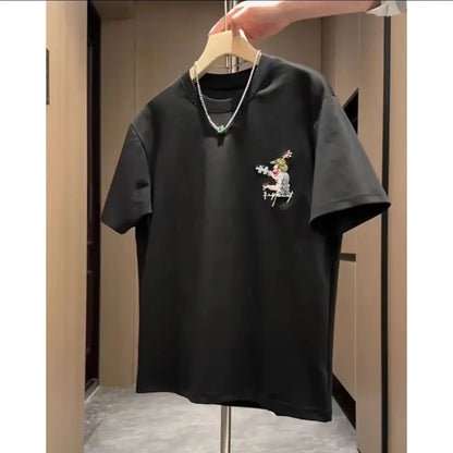 American hip-hop personality starry sky print round neck short sleeved men and women summer trend loose casual T-shirt top y2k Street King Limited
