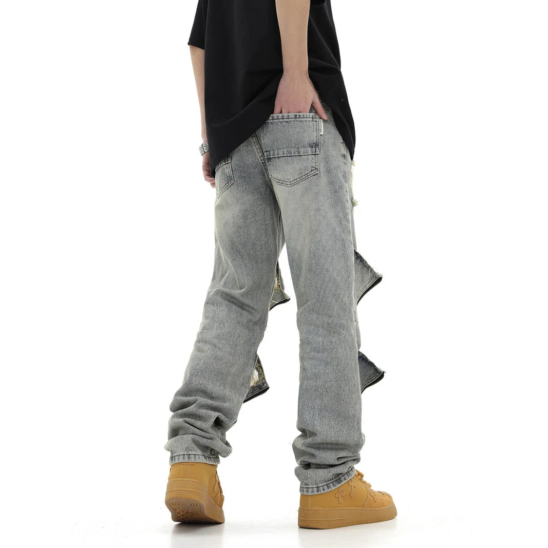 2024 ripped jeans high street straight trousers destroyed hole baggy denim pants vintage retro hip hop 1 urban skinny jeans