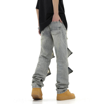 2024 ripped jeans high street straight trousers destroyed hole baggy denim pants vintage retro hip hop 1 urban skinny jeans
